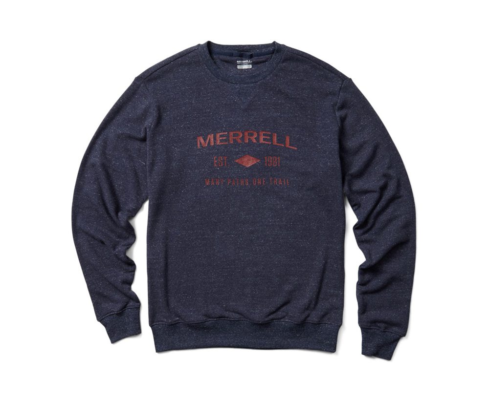 Pullover Merrell Męskie Granatowe - Est 1981 Wordmark Crewneck - 083954-FIW